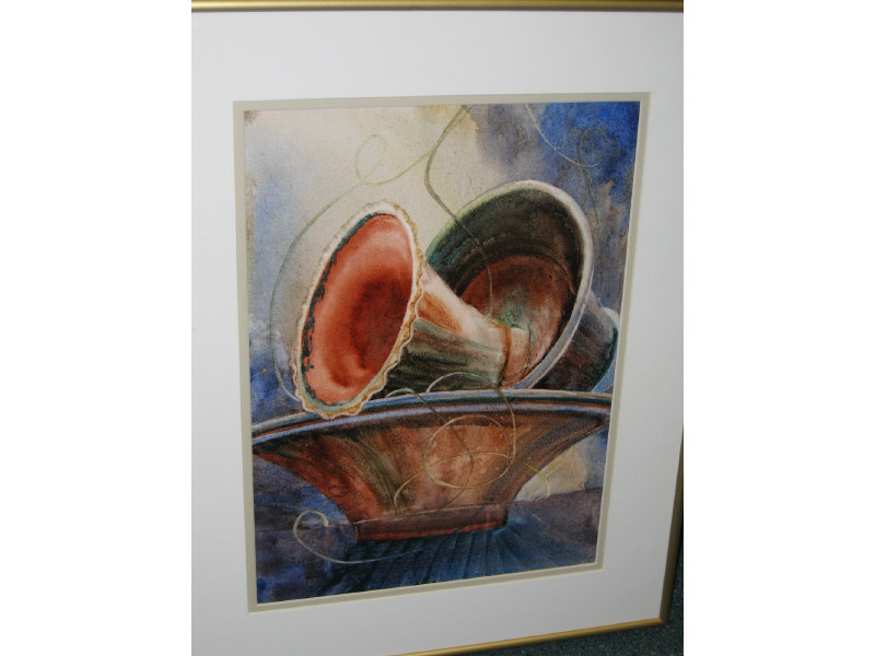 Appraisal: R ALEXANDER DOMBRO AMERICAN Still life baskets watercolor signed lower