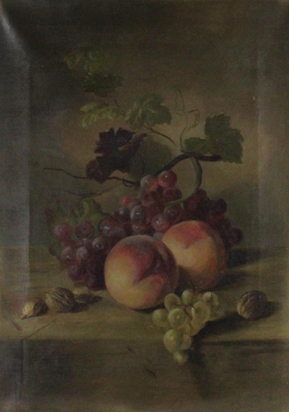 Appraisal: AMERICAN SCHOOL TH CENTURY STILL LIFE WITH FRUIT Oil on