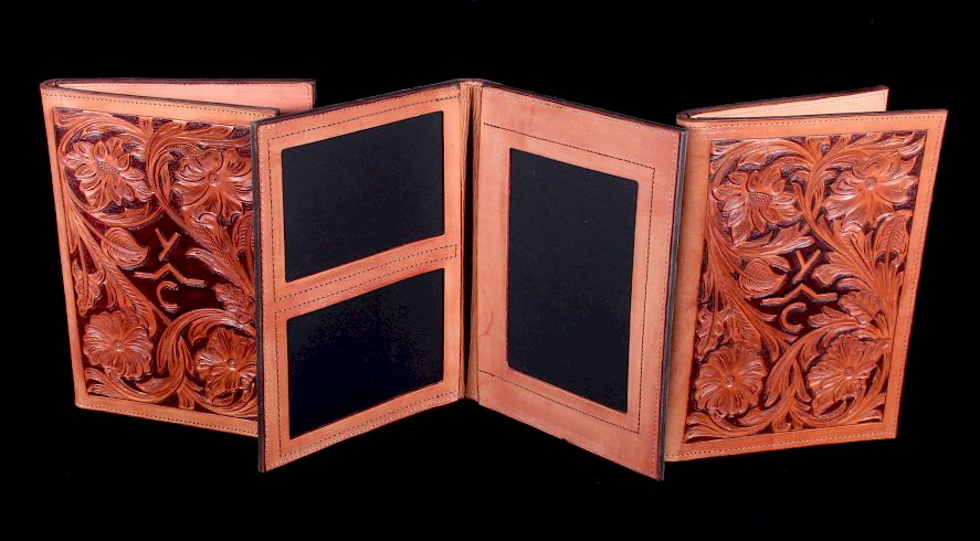 Appraisal: R O Brooks Custom Tooled Leather Photo Binders This lot