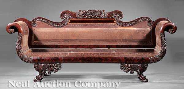 Appraisal: An American Classical Carved Mahogany Sofa c - Horace Pippitt