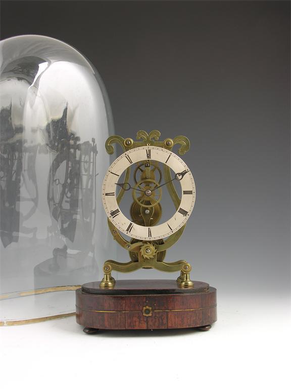 Appraisal: A Victorian brass skeleton clock