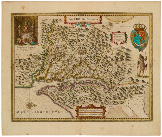 Appraisal: MERCATOR HONDIUS Nova Virginiae Tabula Double-page engraved map x mm