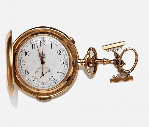 Appraisal: A fourteen karat gold hunting case quarter repeating pocket watch