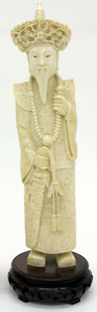 Appraisal: IVORY HAND CARVED FIGURE depicting a Chinese war lord noble