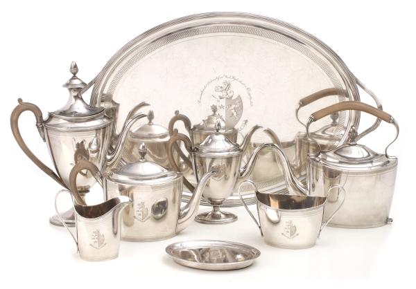 Appraisal: AN TH CENTURY LONDON GEORGE III STERLING TEA SETEngraved family