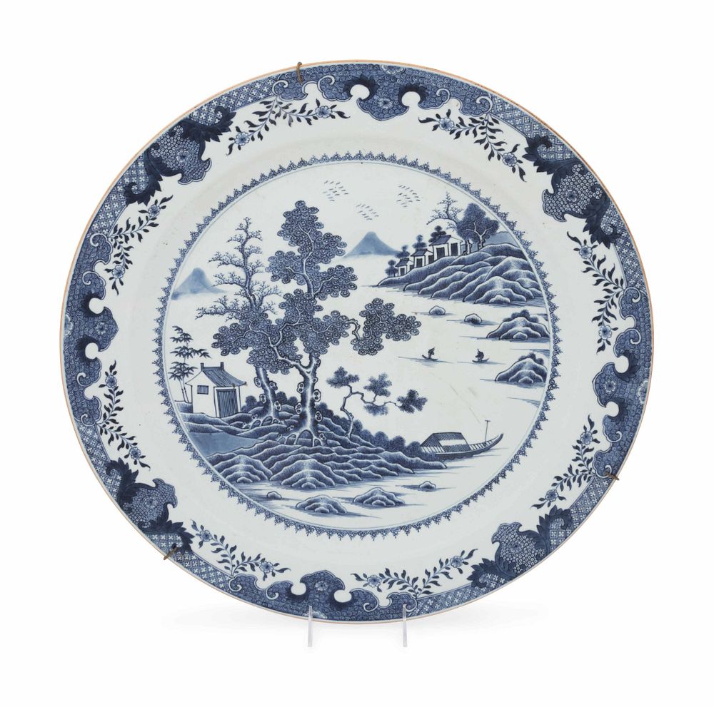 Appraisal: A Large Chinese Export Blue and White Porcelain 'Landscape' Charger