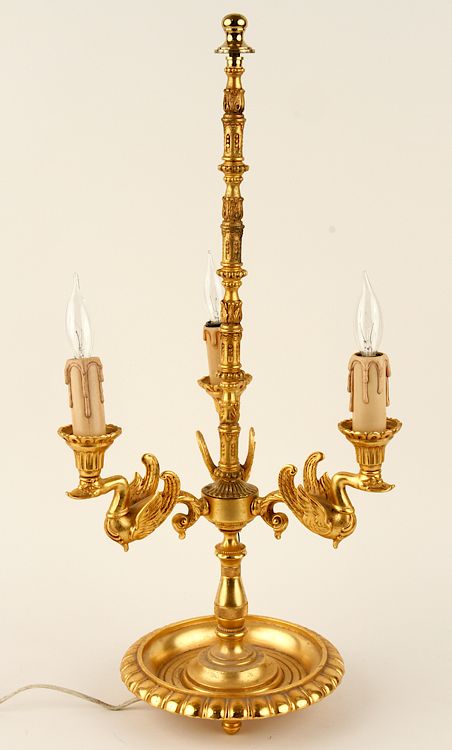 Appraisal: GILT BRASS NEOCLASSICAL STYLE LAMP SERPENT FORM A gilt brass