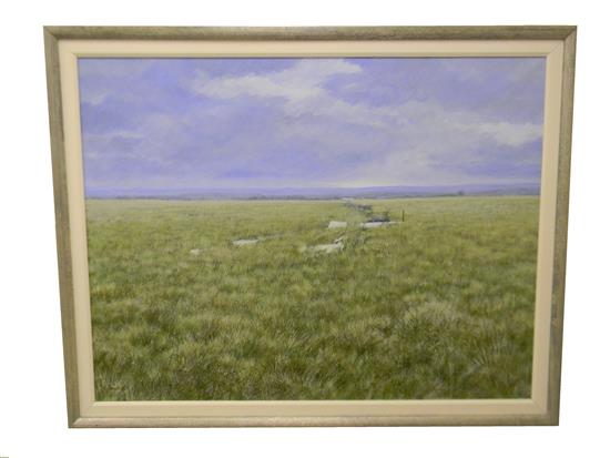 Appraisal: Louis Scandinavian th C oil on canvas depicting summer landscape