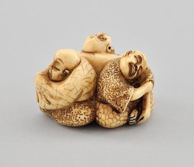 Appraisal: Grouping of Three Sleepers Ivory Netsuke Depicting three sitting sleepers