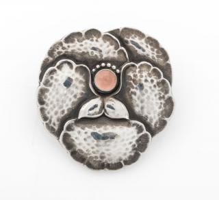 Appraisal: A Sterling Silver and Rose Quartz Pansy Brooch Georg Jensen