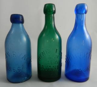 Appraisal: Soda bottles Soda- round- and cobalt marked 'John Ryan -