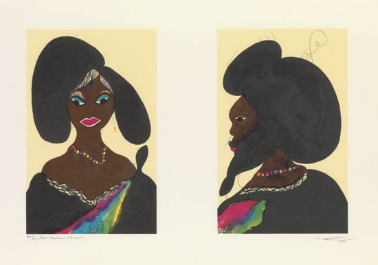 Appraisal: CHRIS OFILI - Afro Harlem Museo Color lithograph x mm