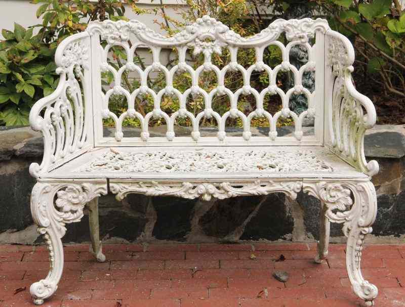 Appraisal: Victorian Style Garden Benchwhite painted aluminum in the Rococo style