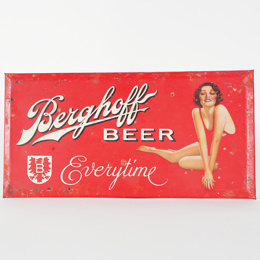 Appraisal: Berghoff Beer Lady Swimsuit TOC Sign RAREReference n aBrewery Berghoff