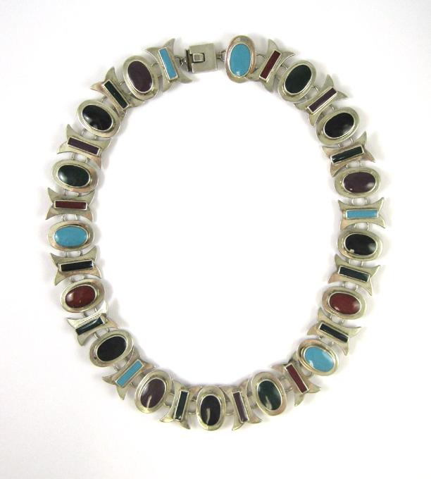 Appraisal: TAXCO STERLING SILVER AND ENAMEL NECKLACE measuring - inches in