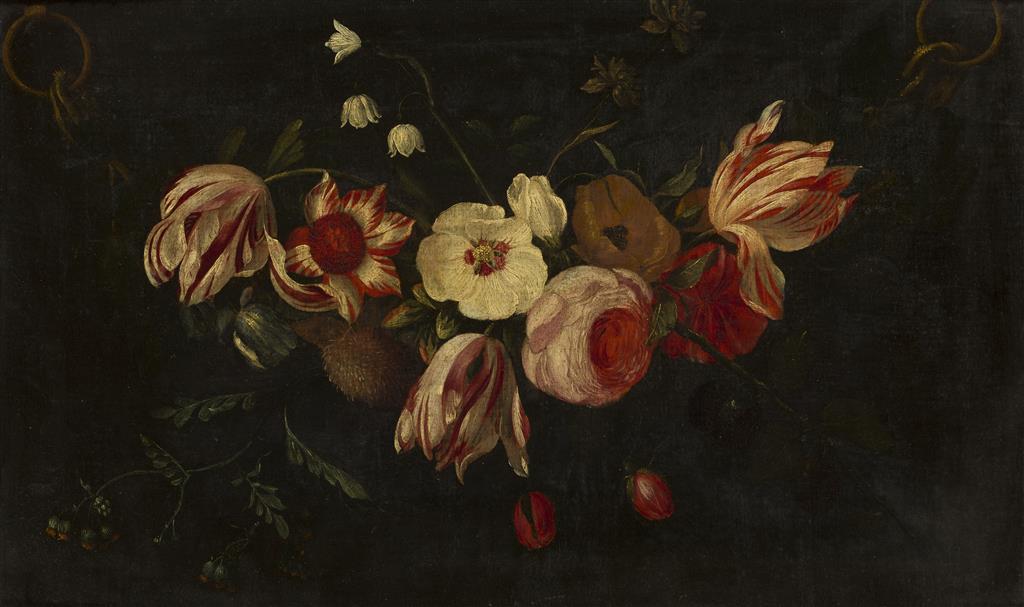 Appraisal: MANNER OF DANIEL SEGHERS A STILL LIFE A SWAG OF