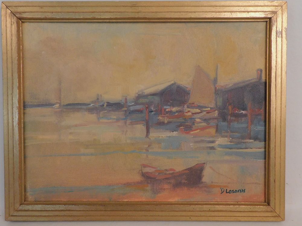 Appraisal: DAVID LAZARUS PAINTING NANTUCKET HARBOR Vintage oil on canvas of