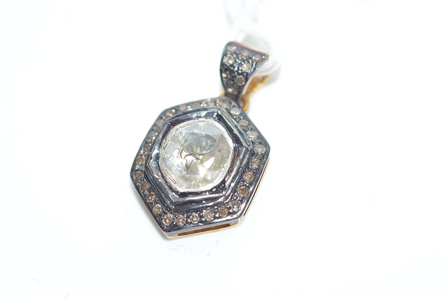 Appraisal: A MINE CUT DIAMOND PENDANT TOTALLING APPROXIMATELY CT IN CT