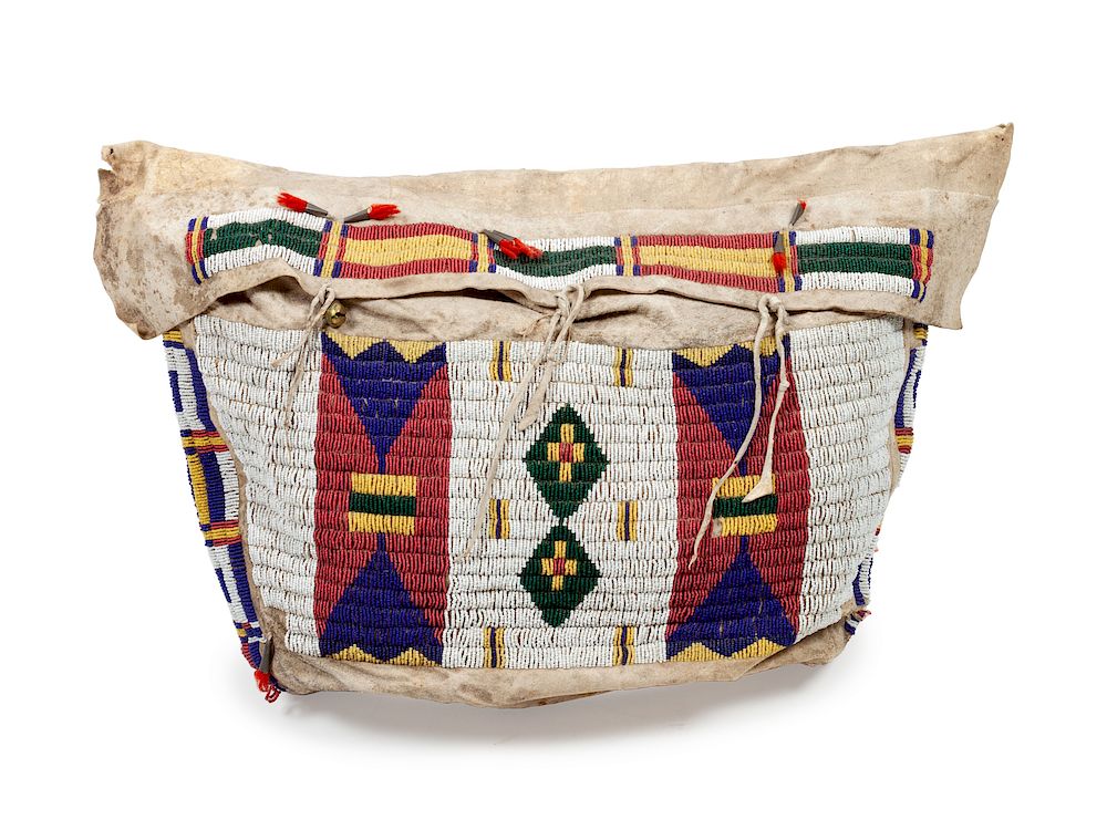 Appraisal: Sioux Beaded Hide Possible Bag x inches Sioux Beaded Hide