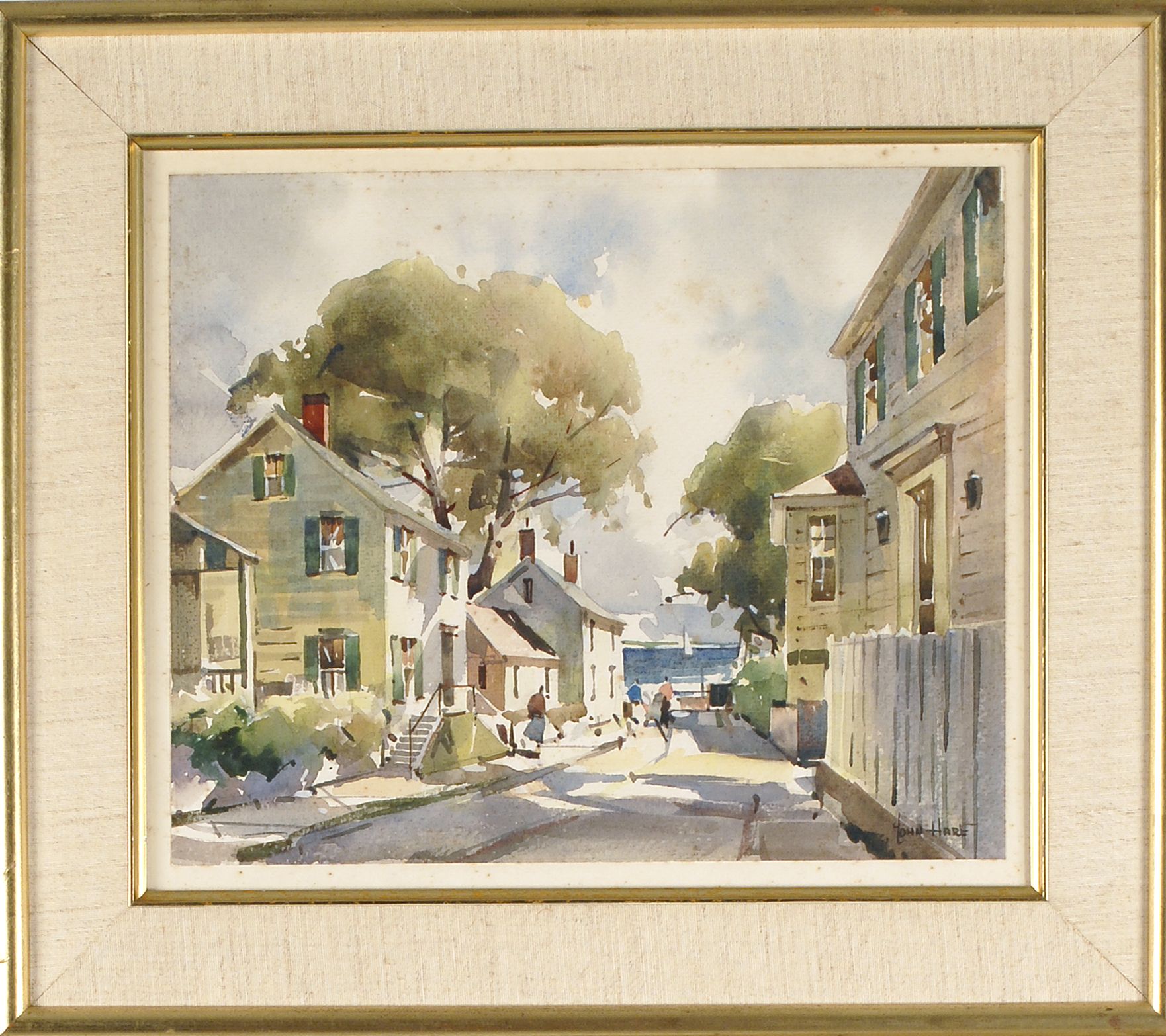 Appraisal: JOHN CUTHBERT HAREAmerican - Shoreside village street scene with distant