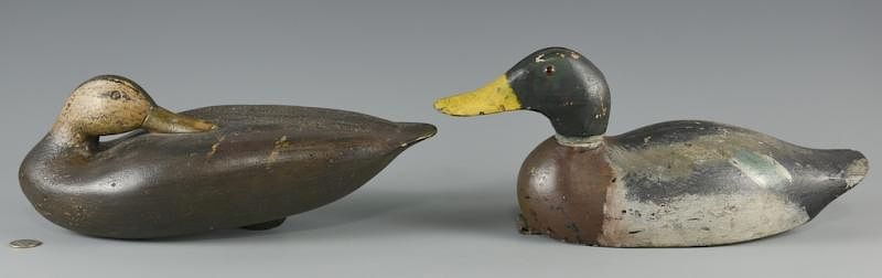 Appraisal: Carved Duck Decoys Two hand painted carved mallard duck decoys