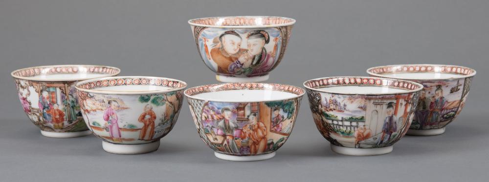 Appraisal: Six Chinese Export Mandarin Palette Porcelain Teacups th c Qianlong