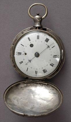 Appraisal: SILVER CASED POCKET WATCH The enamel dial with Roman numerals