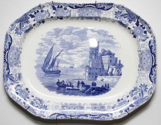 Appraisal: STAFFORDSHIRE BLUE AND WHITE PORCELAIN PLATTER STAFFORDSHIRE BLUE AND WHITE