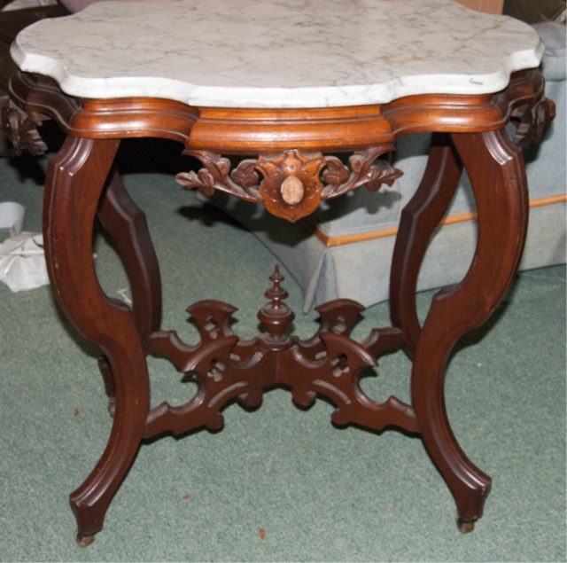 Appraisal: Antique Victorian Table w Marble Top H x W x