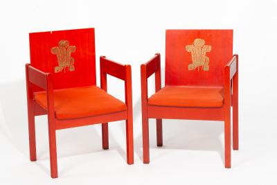 Appraisal: Two Prince of Wales Investiture chairs designed by Anthony Charles