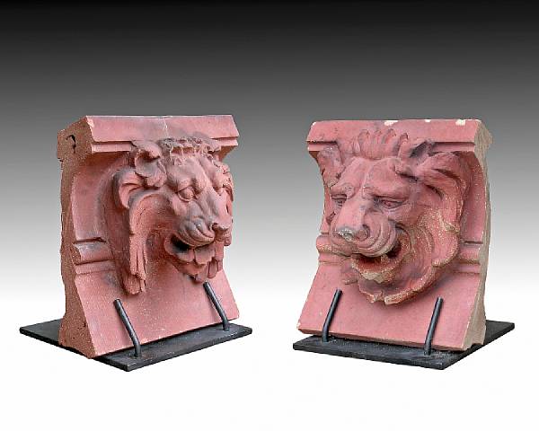 Appraisal: A pair of American terracotta lion form architectural elements New