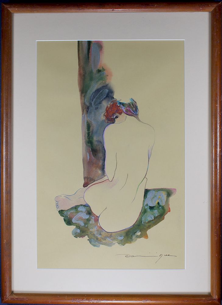 Appraisal: Signed th C Mixed Media of a Nude Woman Signed