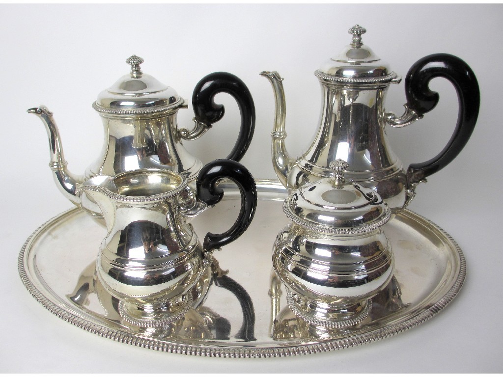 Appraisal: An Austrian silver five piece tea service of baluster form