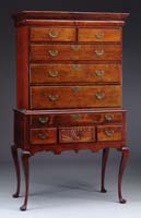 Appraisal: TWO PART QUEEN ANNE TWO PART HIGHBOY The top section