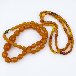 Appraisal: Two Vintage Butterscotch Amber Beaded Necklaces Two Vintage Butterscotch Amber