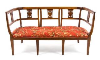 Appraisal: An Italian Fruitwood Settee th century having a straight crest