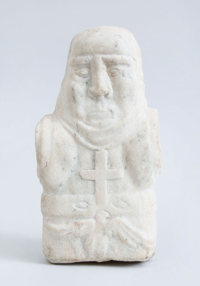 Appraisal: COLONIAL CARVED MABLE FRAGMENT OF A PRIEST x x in