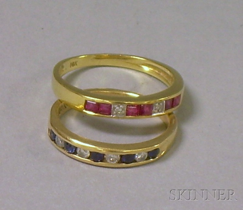 Appraisal: Two kt Gold Diamond and Gemstone Bands