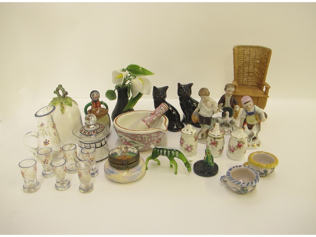 Appraisal: Tray of assorted miniature items to include glass drinks set