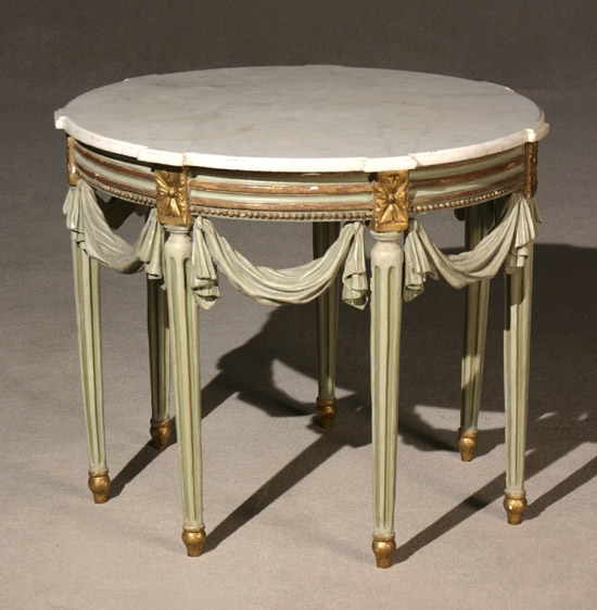 Appraisal: Continental Neoclassical Style Parcel Gilt and Gray Painted Center Table