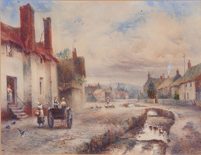 Appraisal: Arthur White - Street scene signed watercolour cm x cm