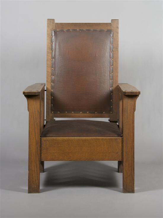 Appraisal: An American Arts Crafts Oak Morris Chair Height inches