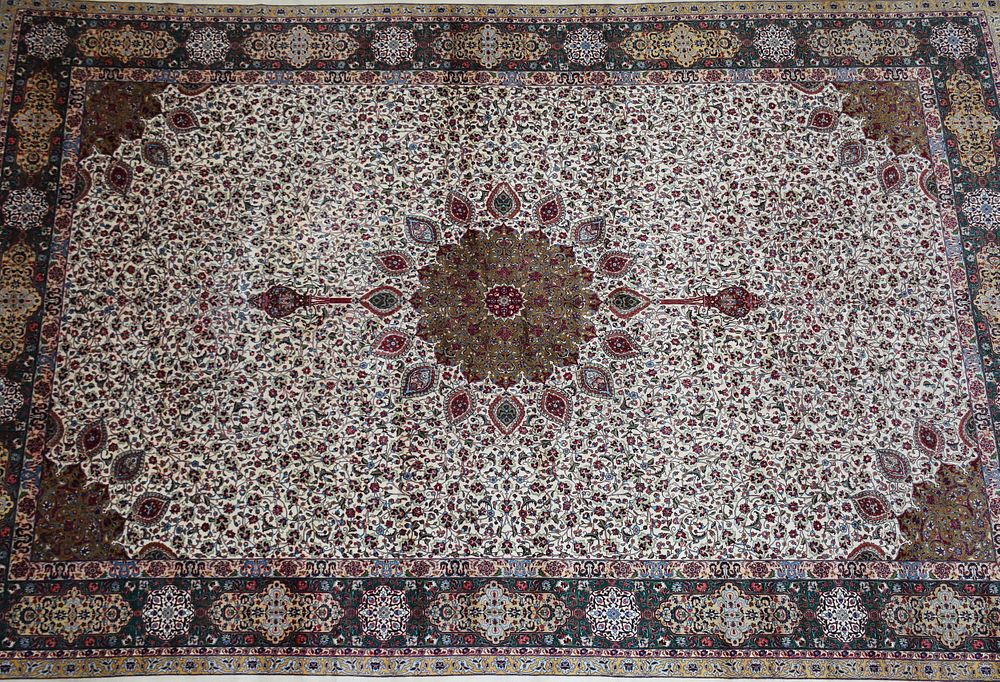 Appraisal: A PERSIAN SILK AND WOOL TABRIZ RUG TH CENTURY A