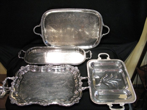 Appraisal: GROUP OF FOUR SILVERPLATE TRAYS