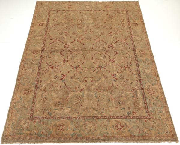 Appraisal: Oushak Carpet ' x ' Medium low silky wool on