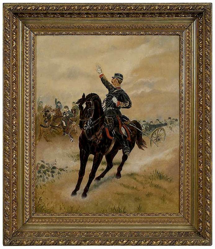 Appraisal: Continental School th century French Cavalryman unsigned oil on canvas