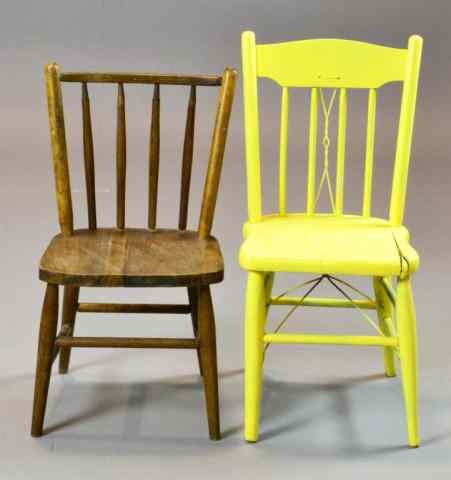 Appraisal: Child Size Wooden ChairsTo include both chairs with vertical back