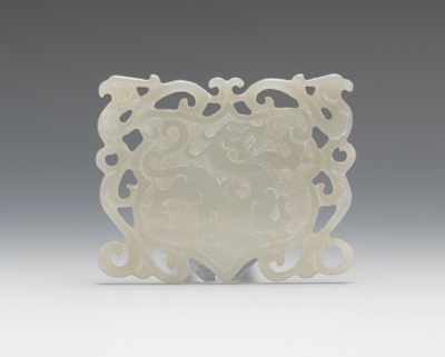 Appraisal: Carved White Jade Pendant A carved white jade double-sided pendant