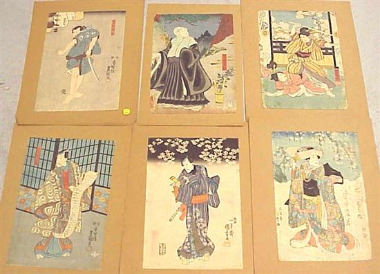 Appraisal: Ten Japanese color woodblock prints Edo period mostly actor prints