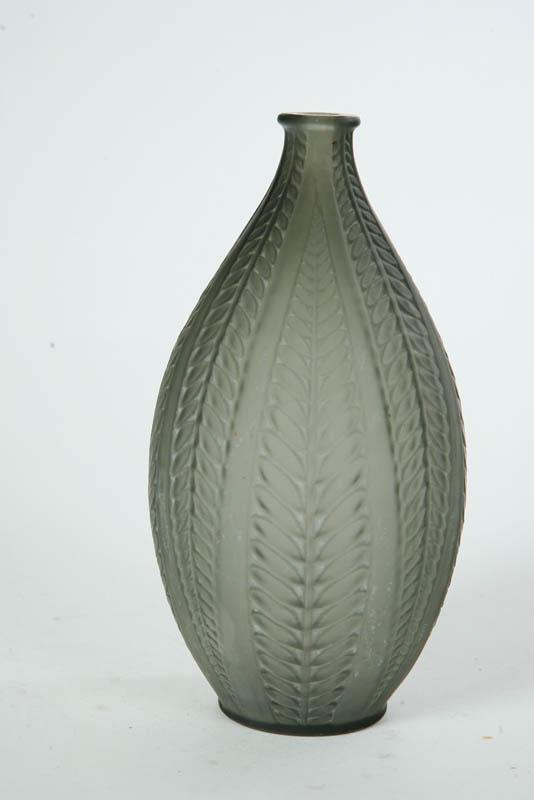 Appraisal: ART GLASS VASE Of ovoid form with alternating leaf design